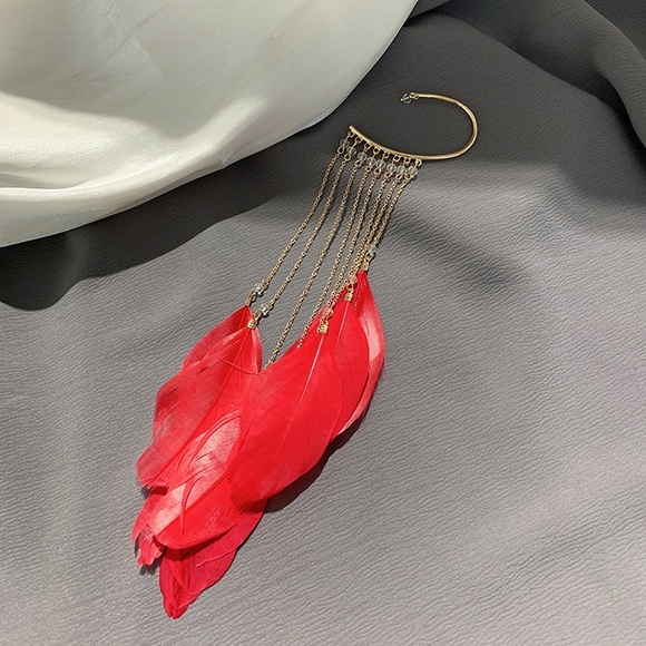 Bohemian ethnography feather cuff earrings for single ear - Picture 2 of 4